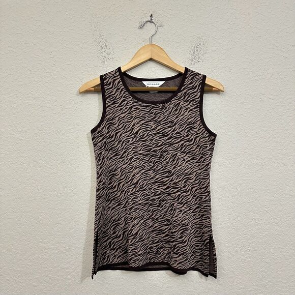 Exclusively MISOOK Brown Animal Print Sweater Tank Top Round Neck - Picture 1 of 7